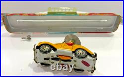 1007 RARE YELLOW MINT Marusan Tin Wind-Up Magic Wonder MG Car & Track Set-WORKS