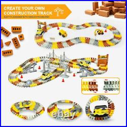 176 PCS Construction Race Tracks Set Flexible Train Track with 2 Electric Car