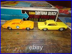 1963 Eldon Daytona Beach Racing Set 1/32 Slot Car Set Cars 26 Pc Track