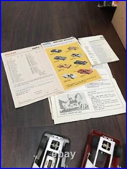 1967 Eldon 1/24 Slot Car Set Cars Track Ramp Supports Controllers With Orig Box