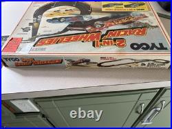 1982 TYCO 2-in-1 Racin Wheelies HO Slot Car Set with Track, Controllers & 4 Cars