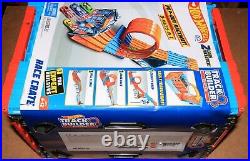2018 Hot Wheels Race Crate Stunt Set Track Builder System 8 Feet Of Track 2 Cars