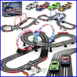 3 IN 1 Slot Car Race Track Sets with 4 High Speed Slot Cars, Electric Race Ca