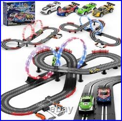 3 IN 1 Slot Car Race Track Sets with 4 High Speed Slot Cars, Electric Race Ca