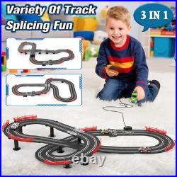 3in1 Slot Car Race Track Set with 4 HighSpeed Cars, Electric Track, Dual Raci