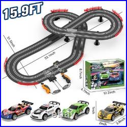 3in1 Slot Car Race Track Set with 4 HighSpeed Cars, Electric Track, Dual Raci