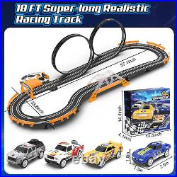 4 High-Speed Slot Cars Race Track Set Battery/Electric Powered, New