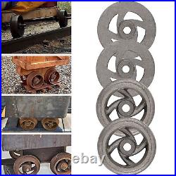 4-PCS Mining Ore Car Small Track Mine Cart Wheel Cast Iron LG 7 1/4 Diameter