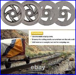 4-PCS Mining Ore Car Small Track Mine Cart Wheel Cast Iron LG 7 1/4 Diameter