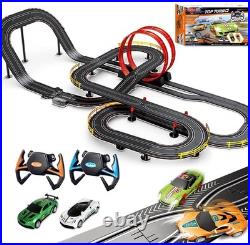 40FT Slot Car Race Track Set Electric Powered Super Loop Speedway with Four C