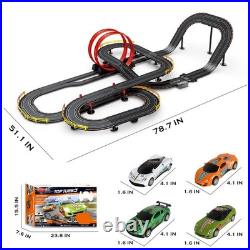 40FT Slot Car Race Track Set Electric Powered Super Loop Speedway with Four C