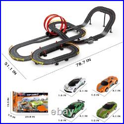40FT Slot Car Race Track Set Electric Powered Super Loop Speedway with Four C