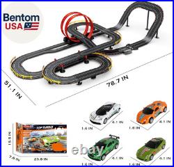 40FT Slot Car Race Track Set Electric Powered Super Loop Speedway with Four Cars