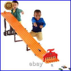6 Lane Raceway Track Playset Lights Sounds 6 164 Scale Cars 8Ft Roll Up Storage
