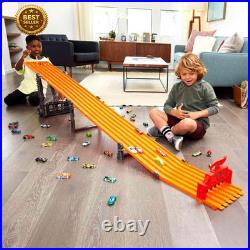 6 Lane Raceway Track Playset Lights Sounds 6 164 Scale Cars 8Ft Roll Up Storage