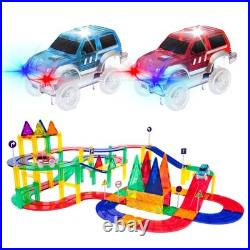 80-Piece Magnetic Building Block Race Car Track Set STEM Learning Toy, DIY Pla