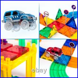 80-Piece Magnetic Building Block Race Car Track Set STEM Learning Toy, DIY Pla