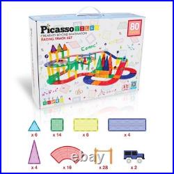 80-Piece Magnetic Building Block Race Car Track Set STEM Learning Toy, DIY Pla