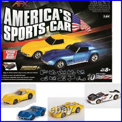 AFX America's Sports Car Chevy Corvette HO Slot Car Track Set withAdded Cars