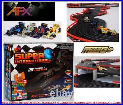 AFX Mega G+ Super International Raceway 4 Formula 1 Cars Fits Auto World 21018