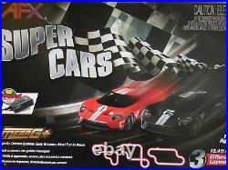 AFX New Track Set With 2 Mega G+ Super Cars Ford GT's with Tri Power Racing