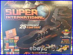 AFX Super International 4 Lane Mega G+ HO Slot Car race Track Set Tri-Power New