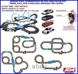 AGM MASETCH High-Speed Slot Car Racing Set with 4 Licensed Vehicles, 13.5m Track