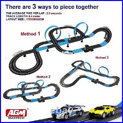 AGM MASTECH Slot Car Race Track Set, High Speed Series Tram Dual Track Set wi