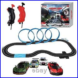 AGM MASTECH Slot Car Race Track Set with 4 Light-Up Cars Official Licensed, A