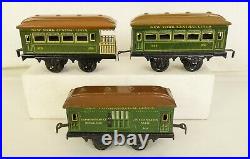 BING #7138103 PREWAR PASSENGER SET WithCLOCKWORK CAST IRON LOCO & CARS-EX. IN OB