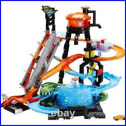 Big Hot Wheels Track Set Water Tower Color Changer Car with Huge Gator 2 ft Tall