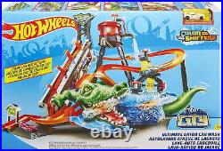 Big Hot Wheels Track Set Water Tower Color Changer Car with Huge Gator 2 ft Tall