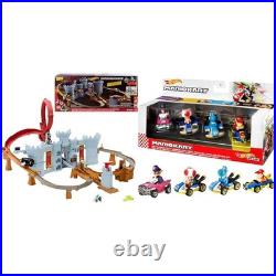 Bundle of Hot Wheels Toy Car Track Set, Mario Kart Bowser's Castle 34 inches