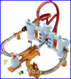 Bundle of Hot Wheels Toy Car Track Set, Mario Kart Bowser's Castle 34 inches
