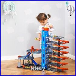 Car Parking Garage Toy with Race Tracks, Car Ramp Set