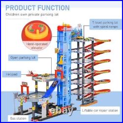 Car Parking Garage Toy with Race Tracks, Car Ramp Set