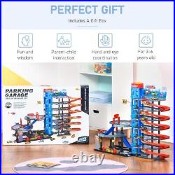 Car Parking Garage Toy with Race Tracks, Car Ramp Set