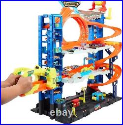 City Car Track Set Ultimate Garage with 2 Cars, 50 Spots & Dragon Ready