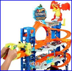 City Car Track Set Ultimate Garage with 2 Cars, 50 Spots & Dragon Ready