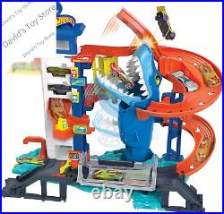 City Toy Car Track Set, Attacking Shark Escape Playset with 164 Scale Vehicle