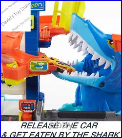 City Toy Car Track Set, Attacking Shark Escape Playset with 164 Scale Vehicle