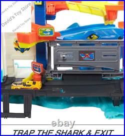 City Toy Car Track Set, Attacking Shark Escape Playset with 164 Scale Vehicle