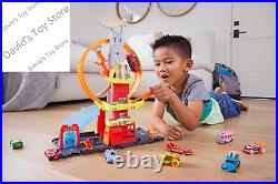 City Toy Car Track Set, Super Loop Fire Station & 164 Scale Firetruck, Connects