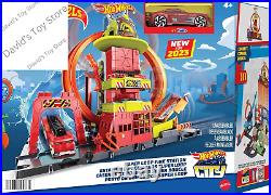 City Toy Car Track Set, Super Loop Fire Station & 164 Scale Firetruck, Connects