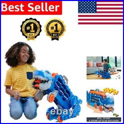 City Toy Car Track Set T-Rex Transporter Hauler with Cars & Race Track Action