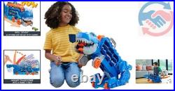 City Toy Car Track Set T-Rex Transporter Hauler with Cars & Race Track Action