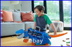City Toy Car Track Set T-Rex Transporter Hauler with Cars & Race Track Action