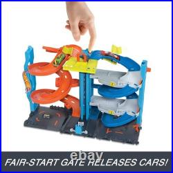 City Toy Car Track Set, Transforming Race Tower, Single to Dual-Mode Racing
