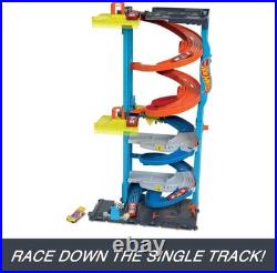City Toy Car Track Set, Transforming Race Tower, Single to Dual-Mode Racing