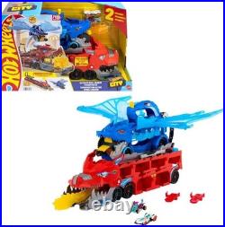 City Toy Car Track Set, Ultimate Dual Dragon Transporter & 2 Die-Cast Cars, L